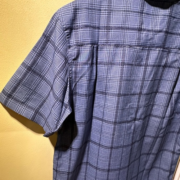 Haggar Men's Navy Blue Plaid Button Down Collared Shirt - Picture 7 of 9